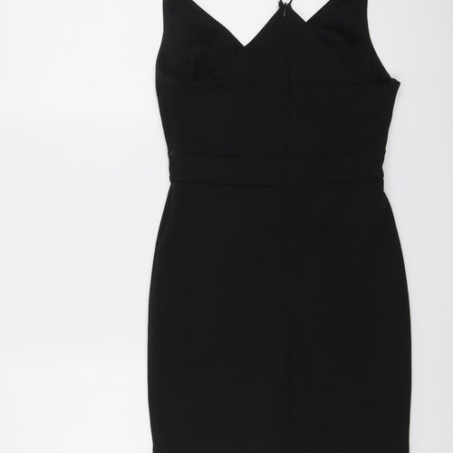 ASOS Womens Black Polyester Bodycon Size 10 V-Neck Zip