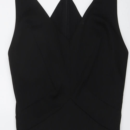 ASOS Womens Black Polyester Bodycon Size 10 V-Neck Zip