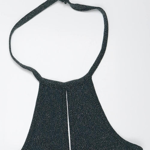 Topshop Womens Green Geometric Polyester Basic Tank Size 10 Halter