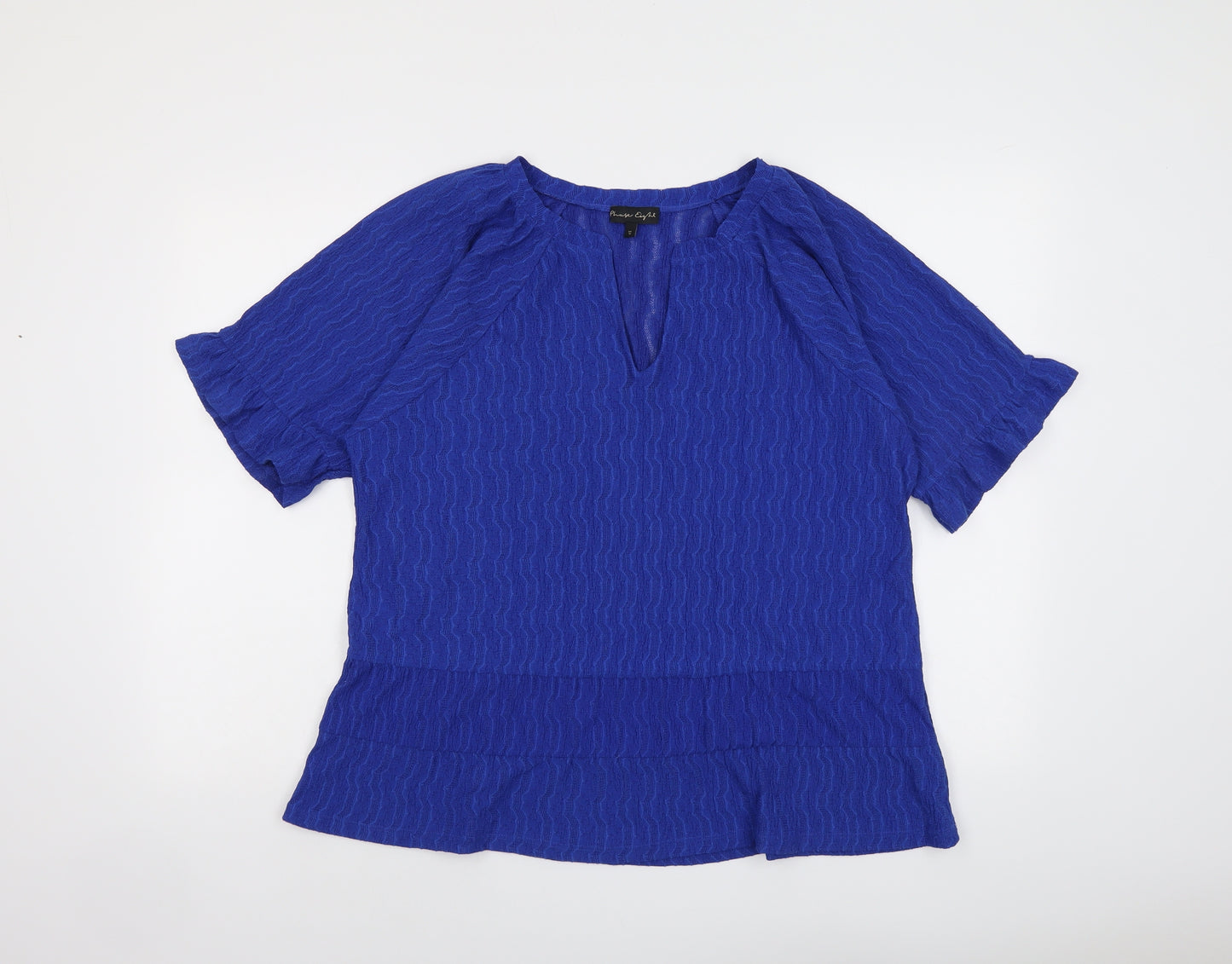 Phase Eight Womens Blue Geometric Polyester Basic Blouse Size 16 V-Neck
