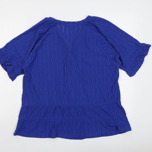 Phase Eight Womens Blue Geometric Polyester Basic Blouse Size 16 V-Neck