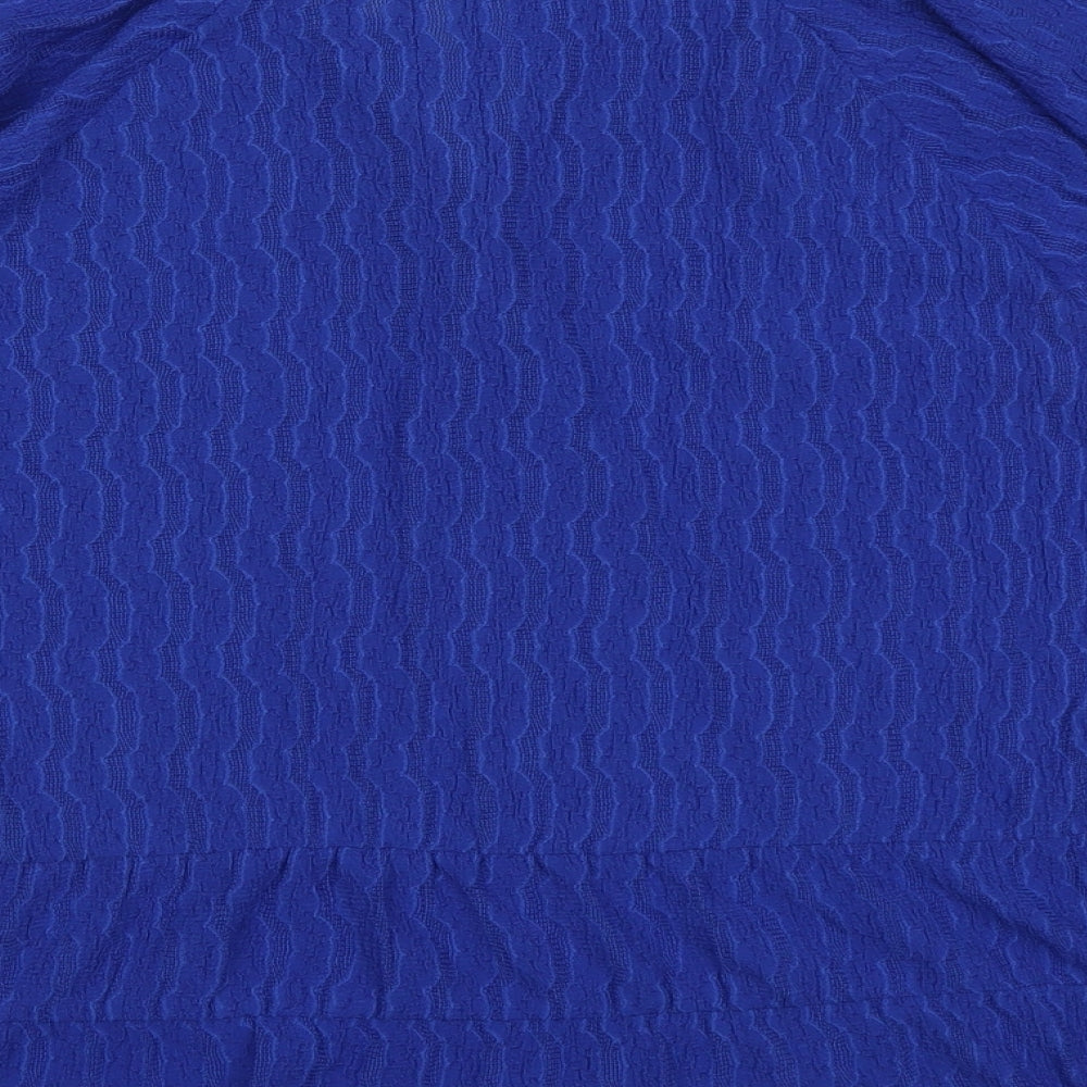 Phase Eight Womens Blue Geometric Polyester Basic Blouse Size 16 V-Neck