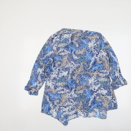 Per Una Womens Blue Geometric Cotton Basic Button-Up Size 18 V-Neck