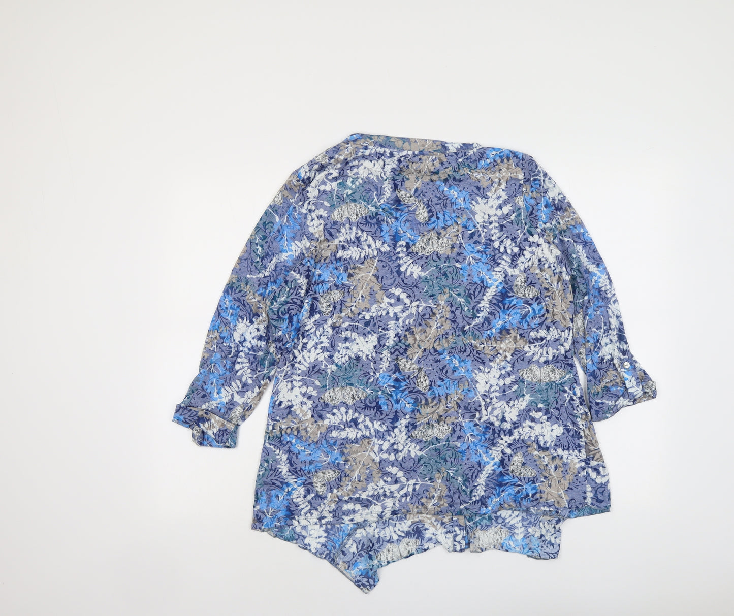 Per Una Womens Blue Geometric Cotton Basic Button-Up Size 18 V-Neck