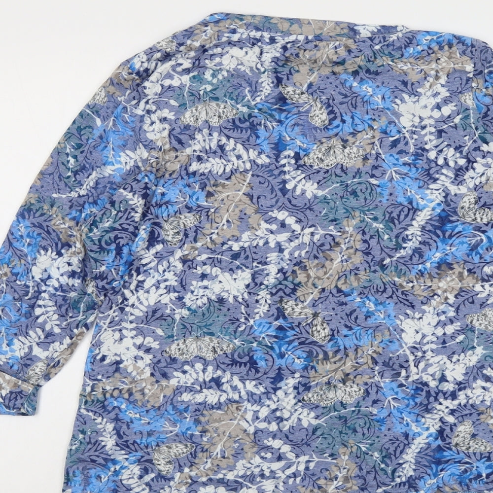 Per Una Womens Blue Geometric Cotton Basic Button-Up Size 18 V-Neck