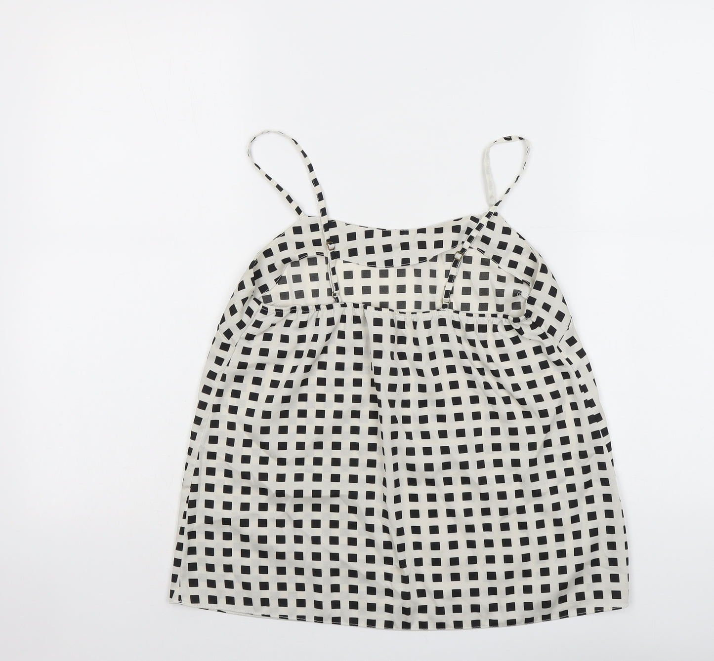 River Island Womens Beige Check Polyester Basic Tank Size 10 Round Neck