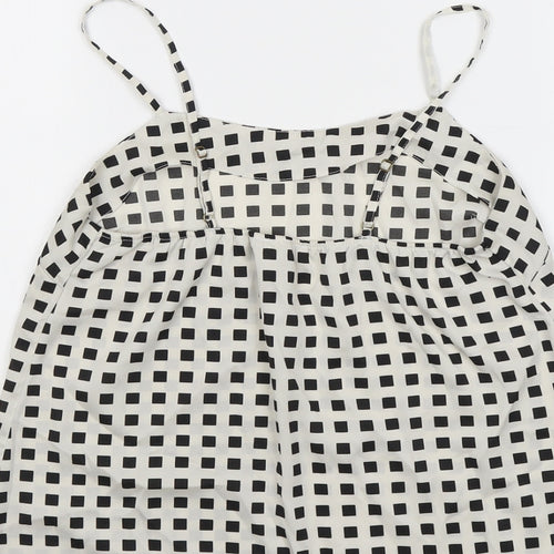 River Island Womens Beige Check Polyester Basic Tank Size 10 Round Neck