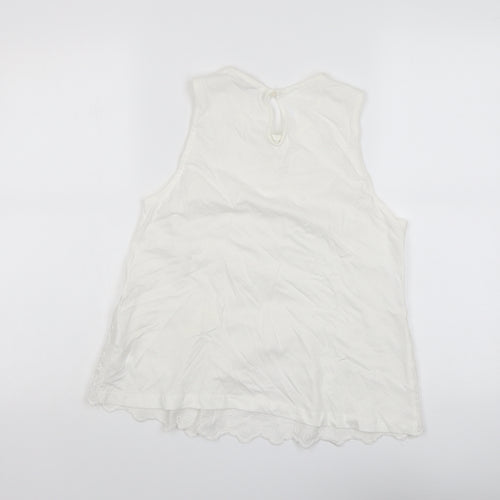 Stradivarius Womens Ivory Cotton Basic Tank Size M Round Neck - Broderie Anglaise
