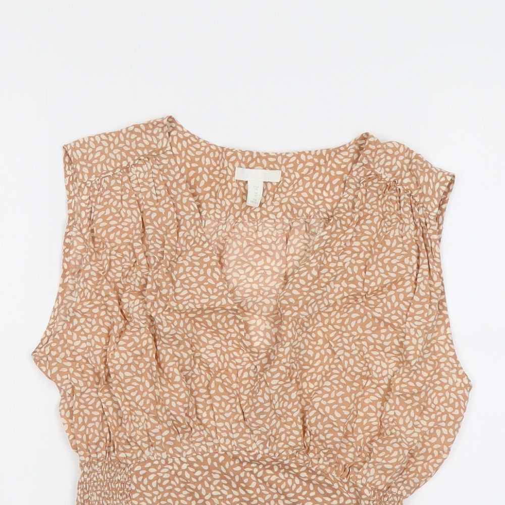 H&M Womens Pink Geometric Lyocell Basic Tank Size 12 V-Neck