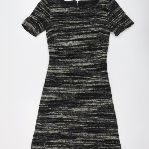 Phase Eight Womens Black Acrylic A-Line Size 8 Round Neck Zip