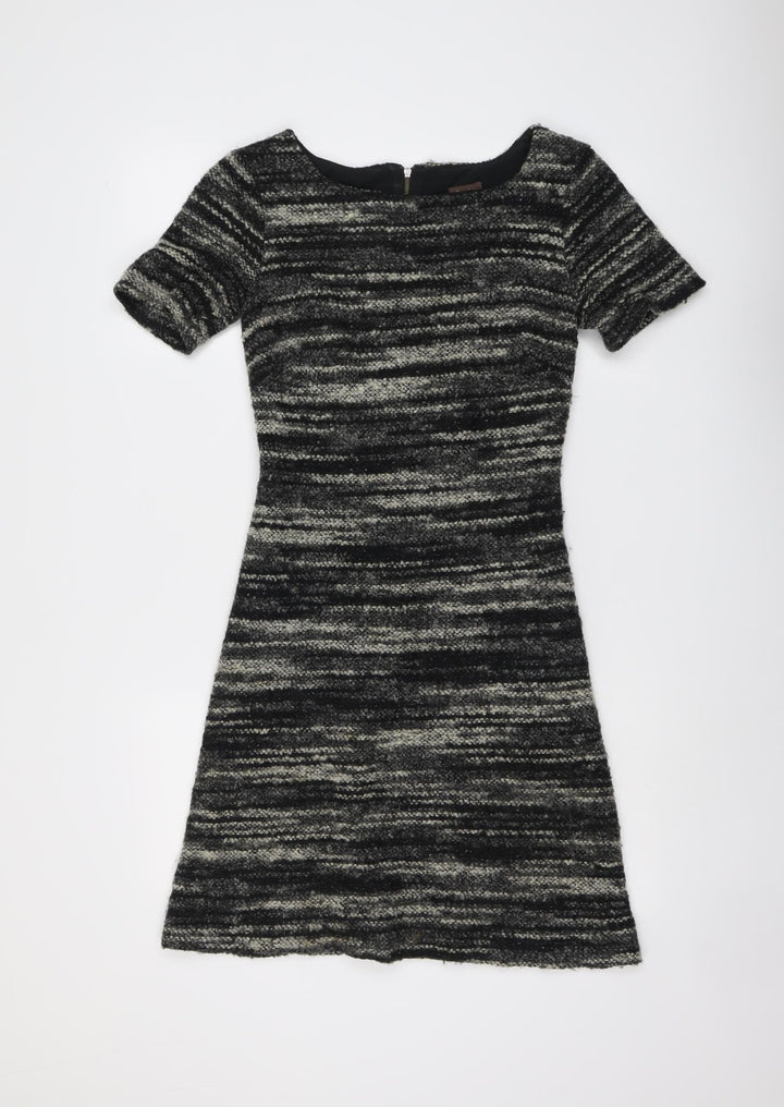 Phase Eight Womens Black Acrylic A-Line Size 8 Round Neck Zip