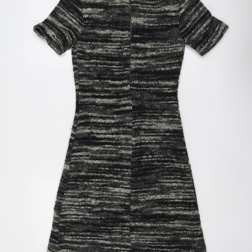 Phase Eight Womens Black Acrylic A-Line Size 8 Round Neck Zip