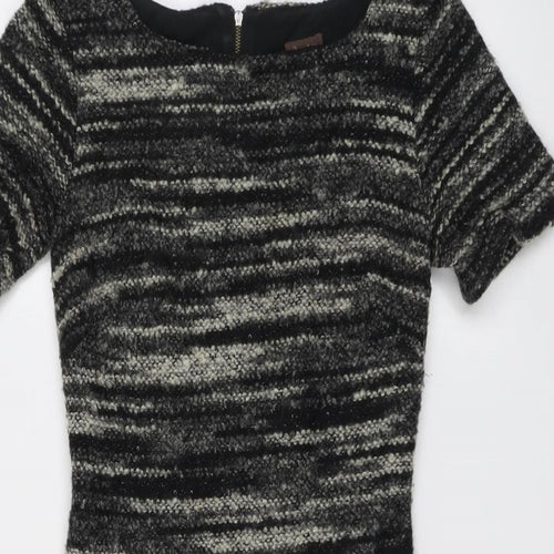 Phase Eight Womens Black Acrylic A-Line Size 8 Round Neck Zip