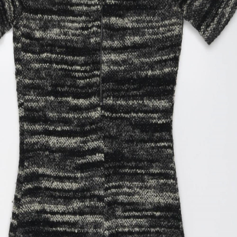 Phase Eight Womens Black Acrylic A-Line Size 8 Round Neck Zip