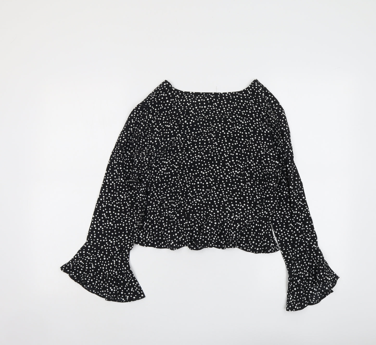 River Island Womens Black Polka Dot Viscose Basic Blouse Size 8 Round Neck