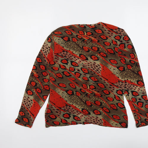 Roman Womens Multicoloured Geometric Acetate Basic Blouse Size S V-Neck