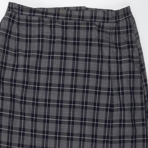 Compliments Womens Blue Plaid Polyester A-Line Skirt Size 32 in Zip