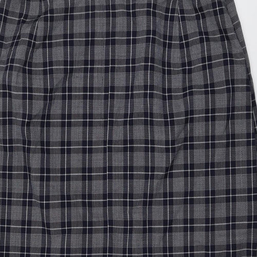 Compliments Womens Blue Plaid Polyester A-Line Skirt Size 32 in Zip