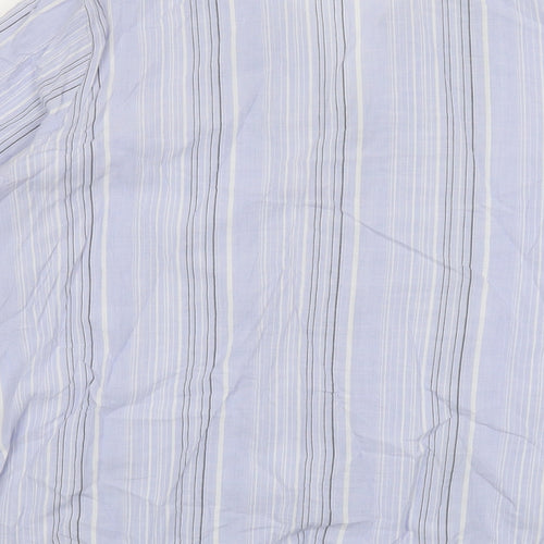 Bonmarché Womens Blue Striped Cotton Basic Button-Up Size 24 V-Neck