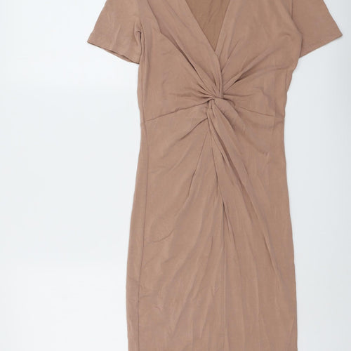 H&M Womens Beige Modal A-Line Size XS V-Neck Pullover