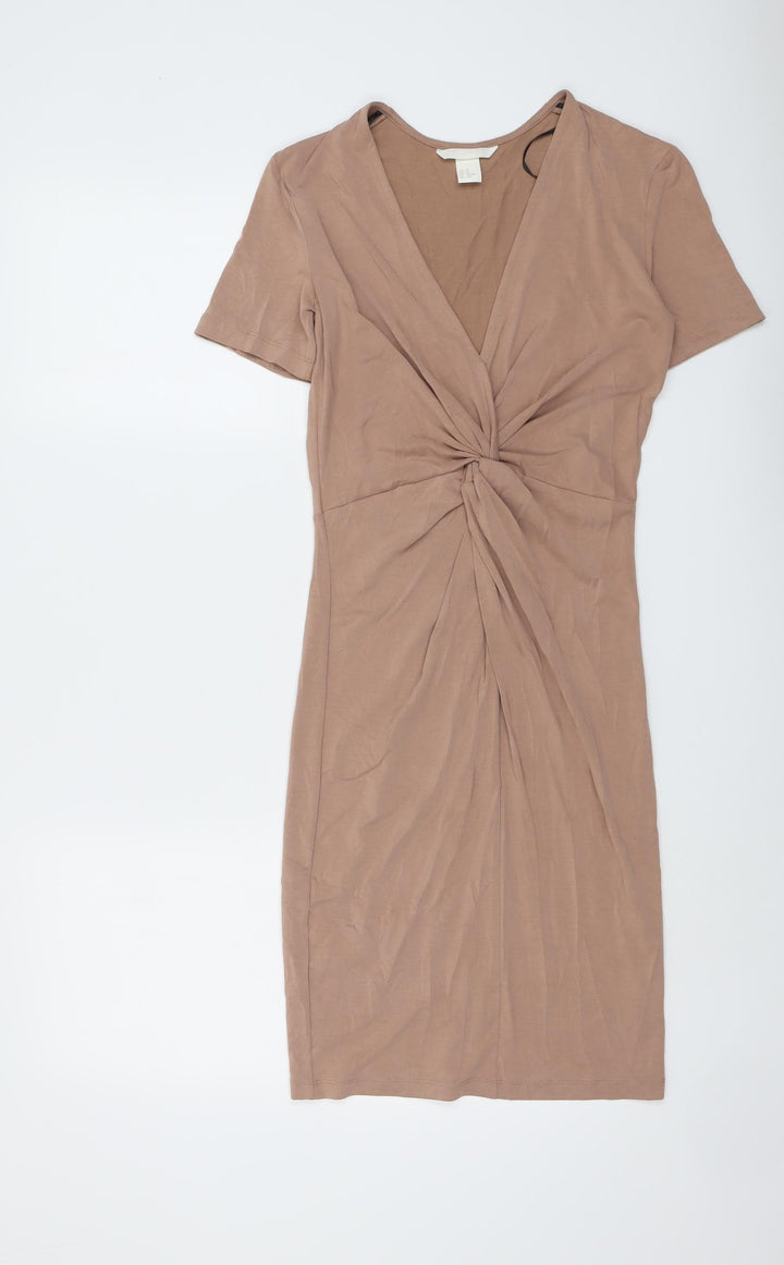H&M Womens Beige Modal A-Line Size XS V-Neck Pullover
