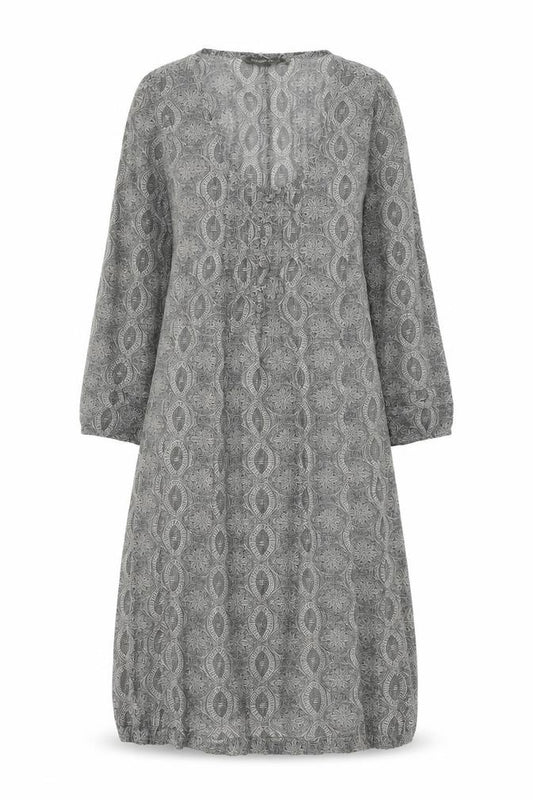Front view of Sandwich women’s grey geometric polyester a-line, size UK 6, scoop neck pullover