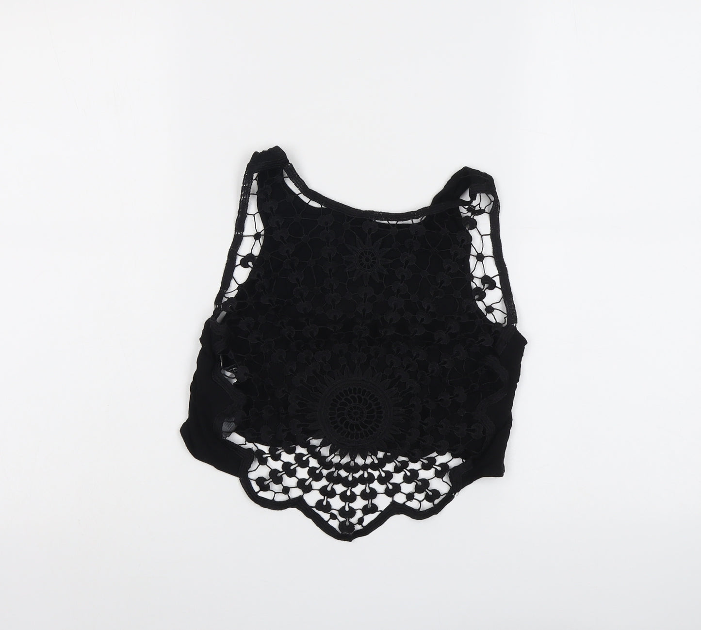 H&M Womens Black Polyester Cropped Tank Size 6 Round Neck