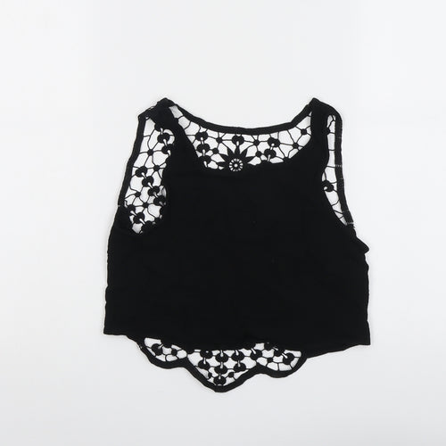 H&M Womens Black Polyester Cropped Tank Size 6 Round Neck