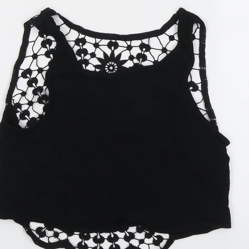 H&M Womens Black Polyester Cropped Tank Size 6 Round Neck