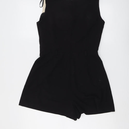 River Island Womens Black Colourblock Polyester Playsuit One-Piece Size 12 Zip