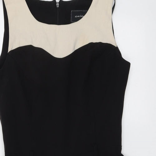 River Island Womens Black Colourblock Polyester Playsuit One-Piece Size 12 Zip