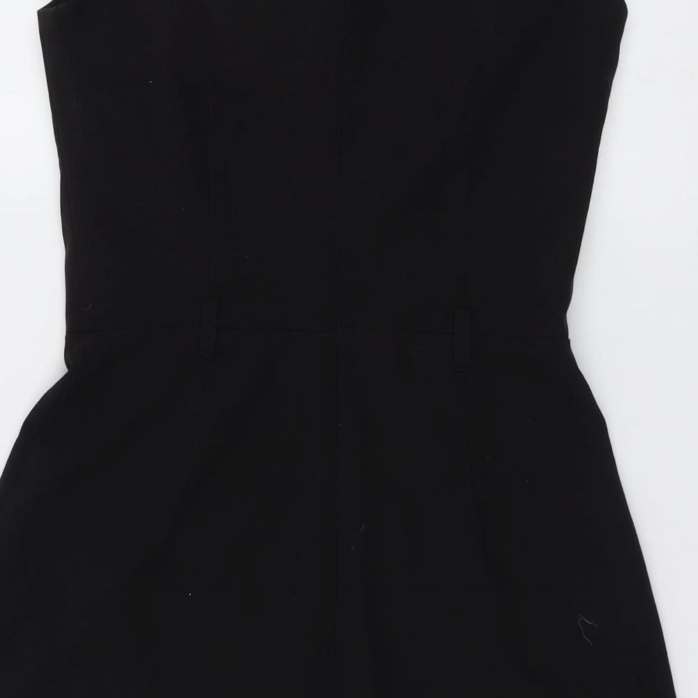 River Island Womens Black Colourblock Polyester Playsuit One-Piece Size 12 Zip