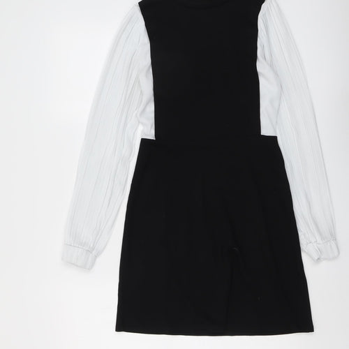 River Island Womens Black Colourblock Viscose A-Line Size 6 Round Neck Pullover