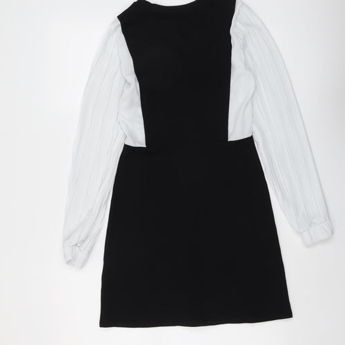 River Island Womens Black Colourblock Viscose A-Line Size 6 Round Neck Pullover