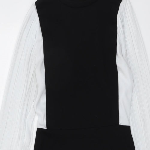 River Island Womens Black Colourblock Viscose A-Line Size 6 Round Neck Pullover