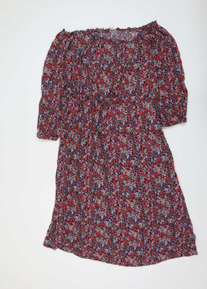 Monsoon Womens Multicoloured Floral Viscose A-Line Size M Off the Shoulder Pullover