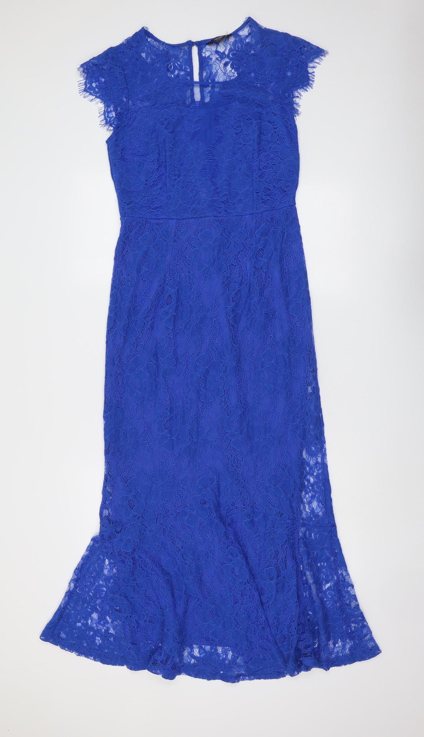 Joanna Hope Womens Blue Floral Polyester Maxi Size 10 Round Neck Zip