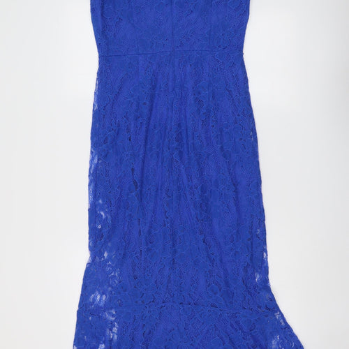 Joanna Hope Womens Blue Floral Polyester Maxi Size 10 Round Neck Zip