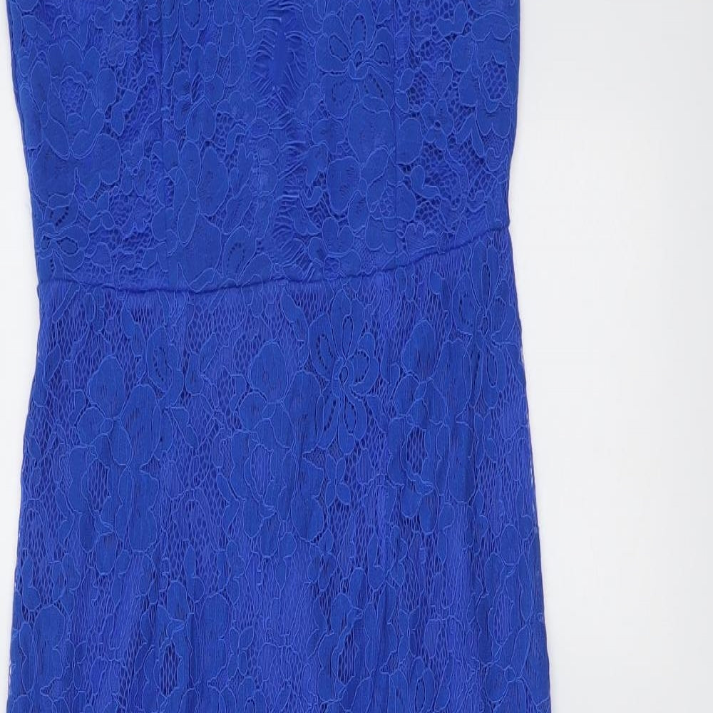 Joanna Hope Womens Blue Floral Polyester Maxi Size 10 Round Neck Zip