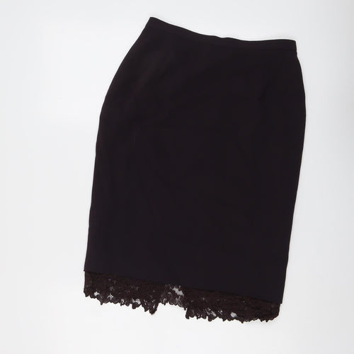 Country Casuals Womens Purple Acetate Straight & Pencil Skirt Size 10 Zip - Lace Detail