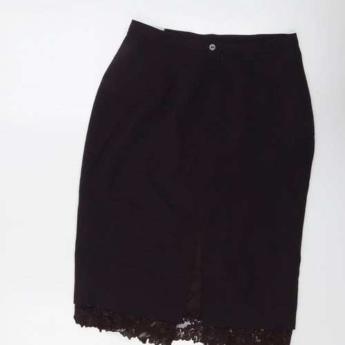 Country Casuals Womens Purple Acetate Straight & Pencil Skirt Size 10 Zip - Lace Detail