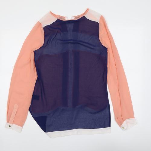 BCBGMAXAZRIA Womens Multicoloured Geometric Polyester Basic Blouse Size XS Round Neck