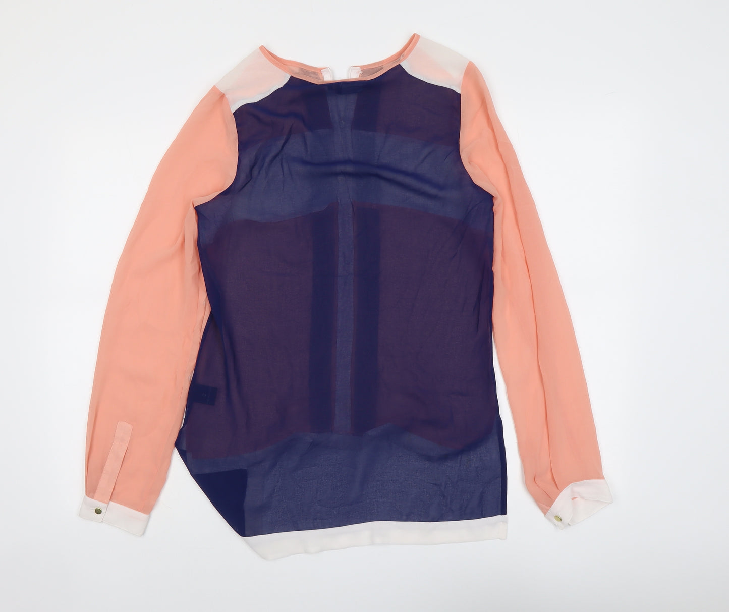 BCBGMAXAZRIA Womens Multicoloured Geometric Polyester Basic Blouse Size XS Round Neck