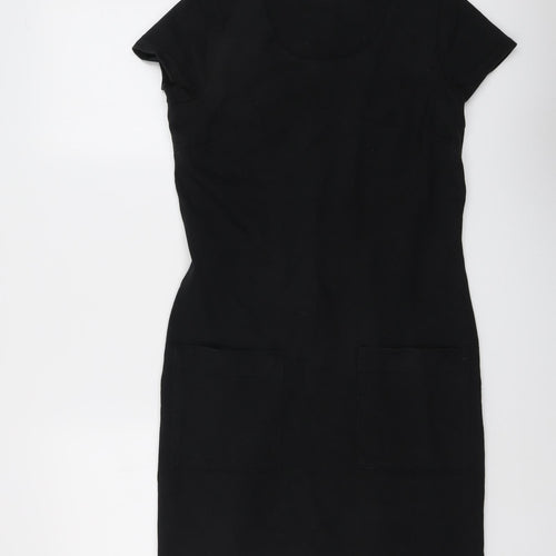 Boden Womens Black Cotton T-Shirt Dress Size 10 Round Neck Pullover