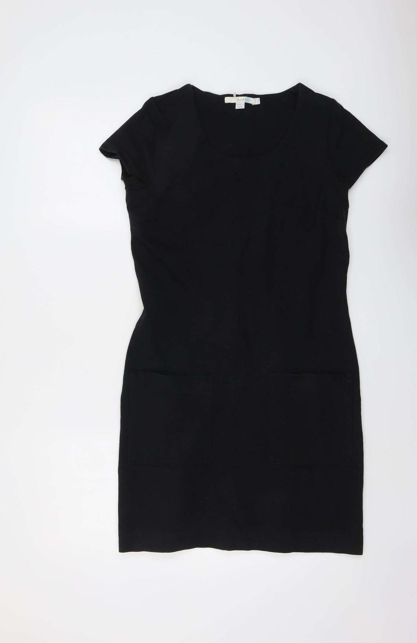 Boden Womens Black Cotton T-Shirt Dress Size 10 Round Neck Pullover