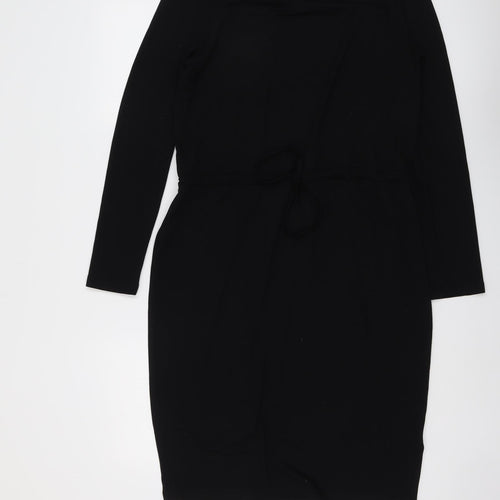 Marks and Spencer Womens Black Polyester A-Line Size 12 Cowl Neck Pullover
