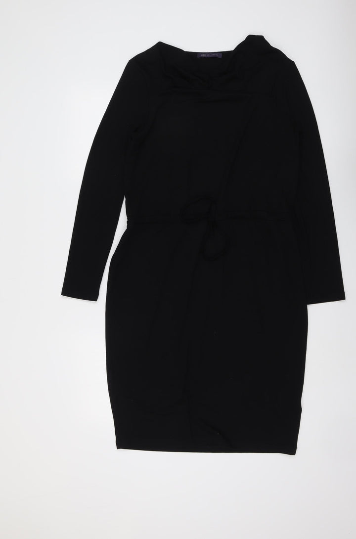 Marks and Spencer Womens Black Polyester A-Line Size 12 Cowl Neck Pullover