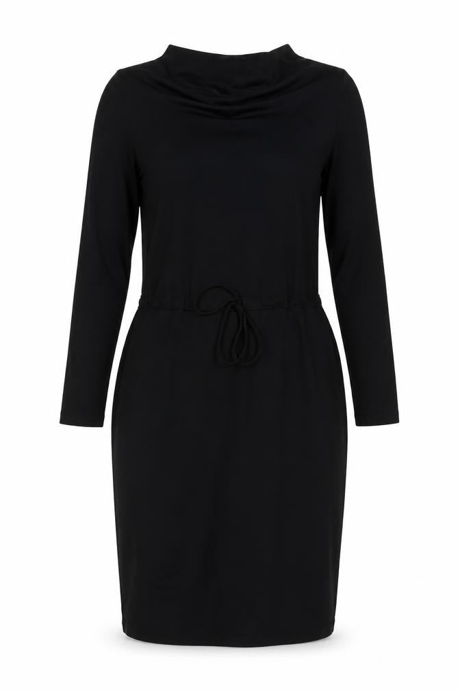 Front view of Marks & Spencer women’s black polyester a-line, size UK 12, cowl neck pullover