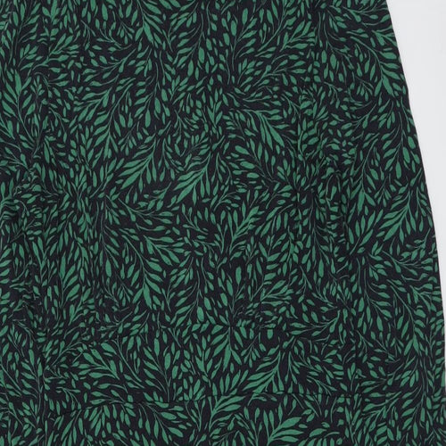 Hobbs Womens Green Geometric Viscose Trapeze & Swing Size 12 Round Neck Pullover - Leaf pattern