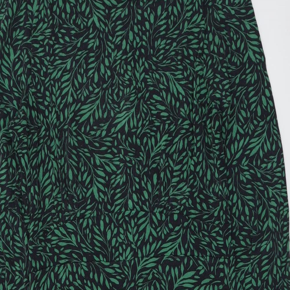Hobbs Womens Green Geometric Viscose Trapeze & Swing Size 12 Round Neck Pullover - Leaf pattern